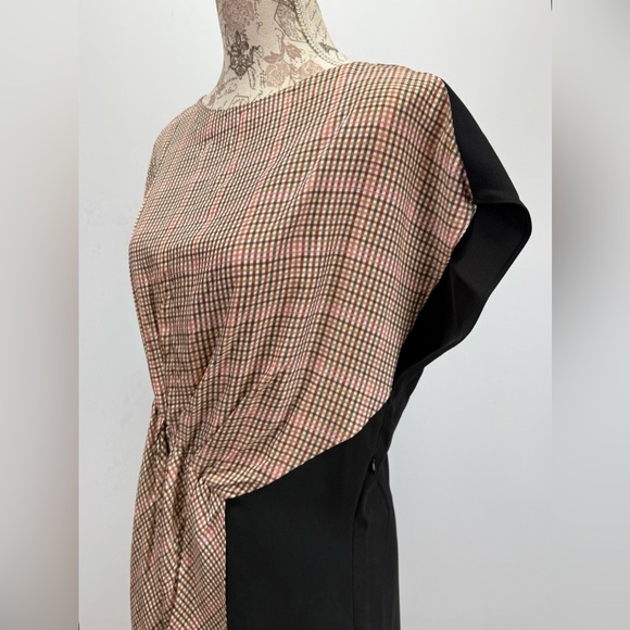 ZARA Tan and Black Asymmetrical Fitted Dress size L - Picture 5 of 16